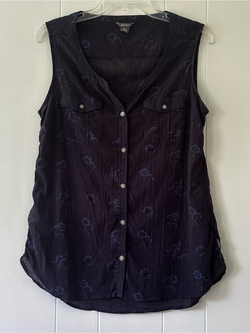 Eddie Bauer Sleeveless Top lightweight Navy Blue Sz M Summer Casual